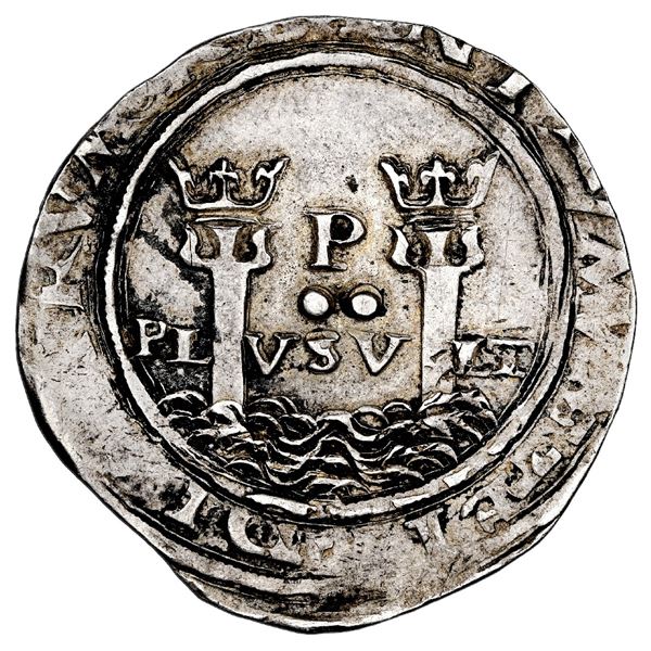 Lima, Peru, 2 reales, Philip II, assayer R (Rincon) to left, motto PL-VSV-LT below denomination, NGC