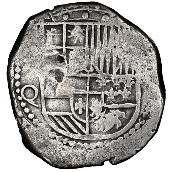 Potosi, Bolivia, cob 8 reales, Philip III, assayer Q, NGC VF details / cleaned.