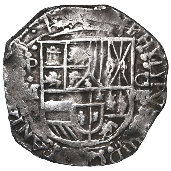 Potosi, Bolivia, cob 8 reales, Philip III, assayer M (pre-dated type).