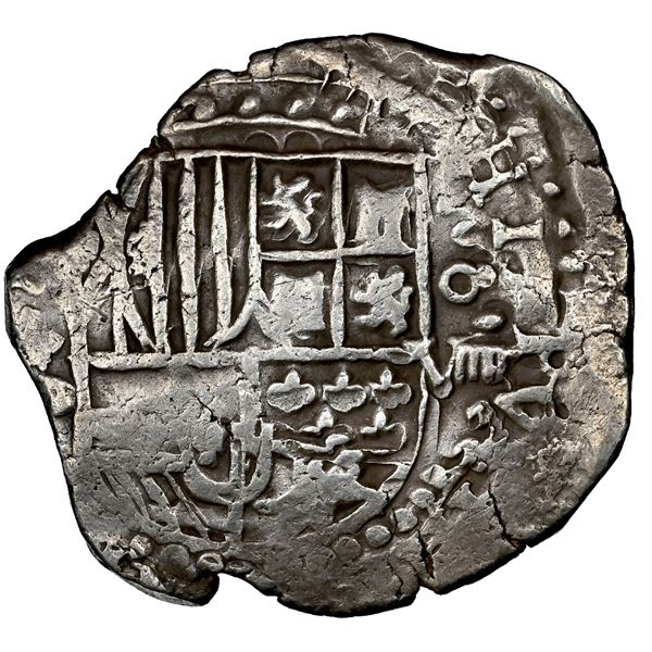 Potosi, Bolivia, cob 8 reales, (1622) P, upper half of shield and quadrants of cross transposed, NGC