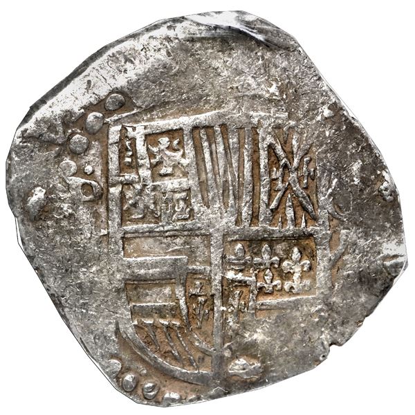 Potosi, Bolivia, cob 8 reales, Philip IV, assayer T, quadrants of cross transposed (mid-1620s), PCGS