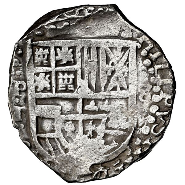 Potosi, Bolivia, cob 8 reales, (1629) T, denomination 8, heavy-dot borders, reverse legend rotated 9