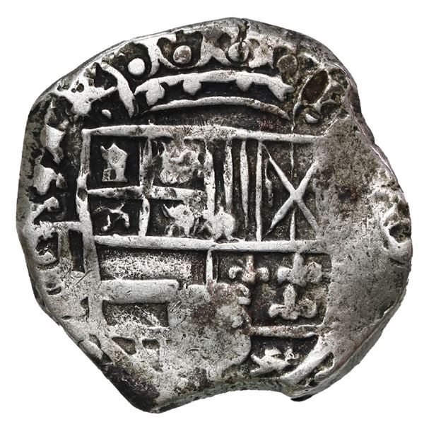 Potosi, Bolivia, cob 2 reales, Philip III, assayer T ABOVE mintmark P to right (ca. 1620), very rare