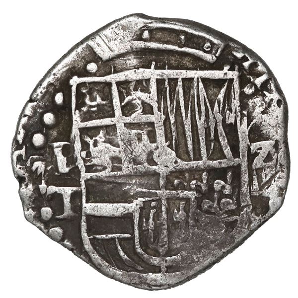 Potosi, Bolivia, cob 2 reales, (1626) T/P, error denomination z over O-IIII, very rare.
