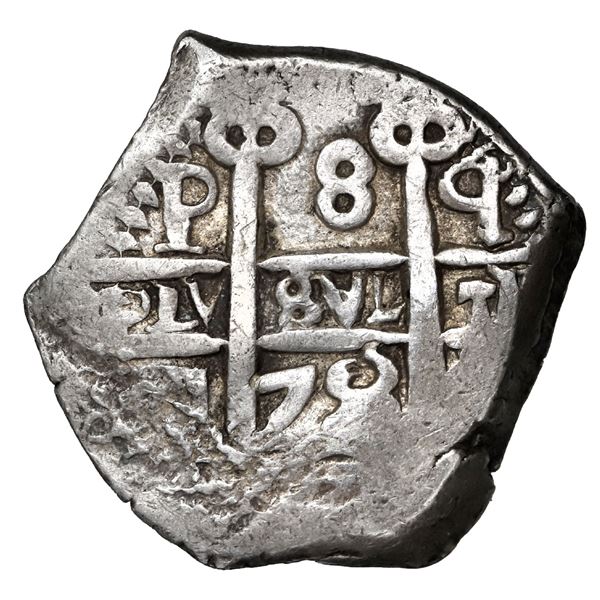 Potosi, Bolivia, cob 8 reales, 1753 q, Cayon plate.