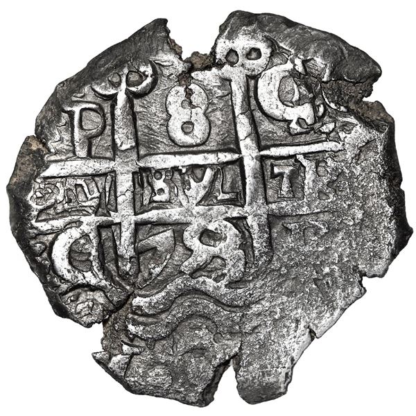 Potosi, Bolivia, cob 8 reales, 1753 C/q, rare.