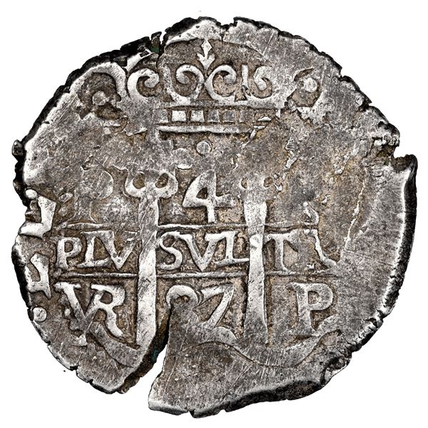 Potosi, Bolivia, cob 4 reales, 1687 VR, PCGS XF40, ex-Pat Johnson.