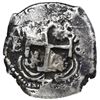 Image 2 : Potosi, Bolivia, cob 4 reales, 1733 E with retrograde E/YA on cross side, extremely rare.
