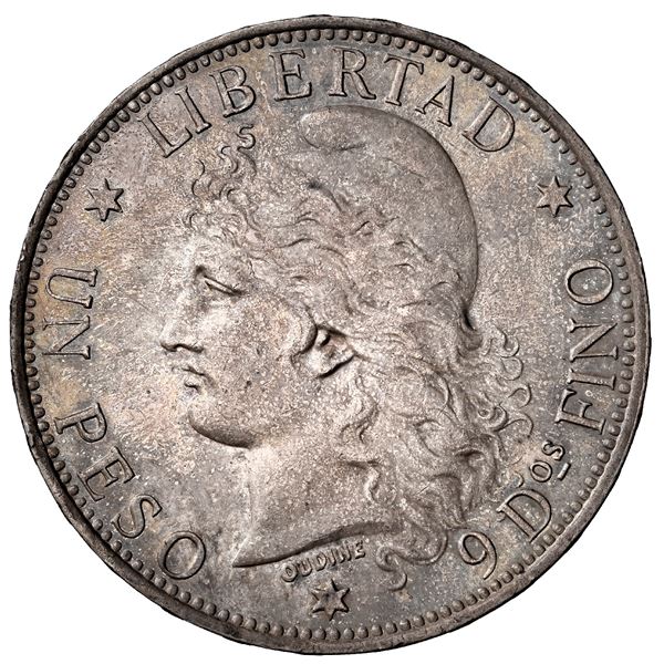 Argentina, 1 peso (patacon), 1882, near 2, NGC MS 61.