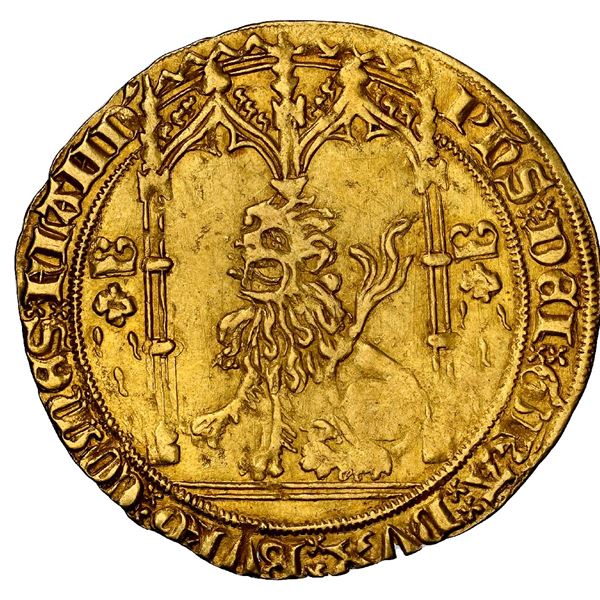 Flanders (Bruges mint), Belgium, gold lion d'or, Philip the Good (Duke of Burgundy, 1419-67), NGC AU