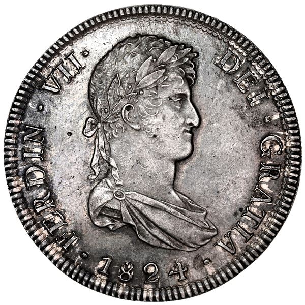 Potosi, Bolivia, uniface obverse trial for a bust 8 reales, Ferdinand VII, 1824, NGC AU 55 (top pop)