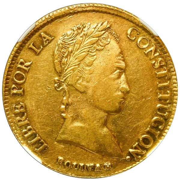 Potosi, Bolivia, gold 8 scudos, 1846 R, NGC XF 45.