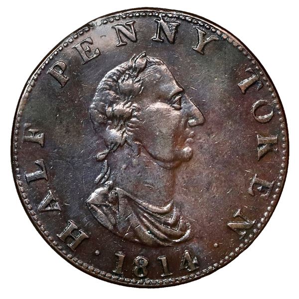 Nova Scotia, Canada (struck in Ireland), copper half penny token, 1814, Convenience of Trade, very r