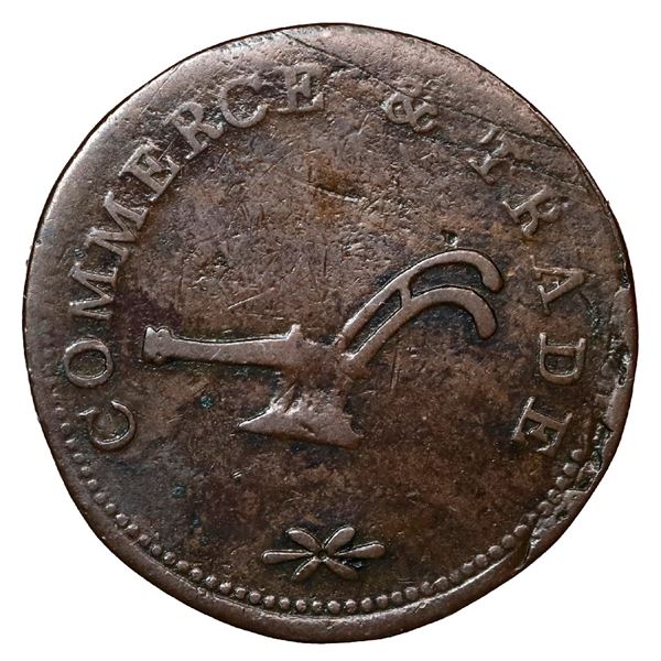 Prince Edward Island, Canada, copper half penny  sheaf of wheat  token, 1840, Commerce & Trade, plai