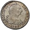 Image 1 : Santiago, Chile, bust 8 reales, Charles IV transitional (bust of Charles III, ordinal IV), 1789 DA, 