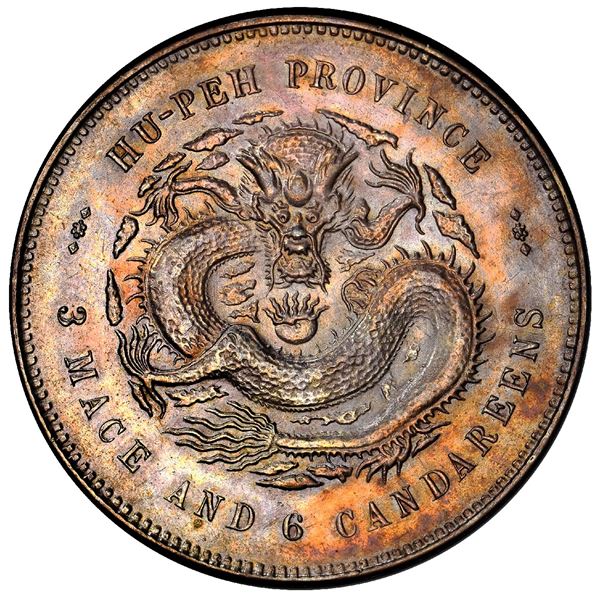 Hupeh, China, 3 mace 6 candareens (50 cents), Kuang-hsu, ND (1895-1907), PCGS AU detail / cleaned.