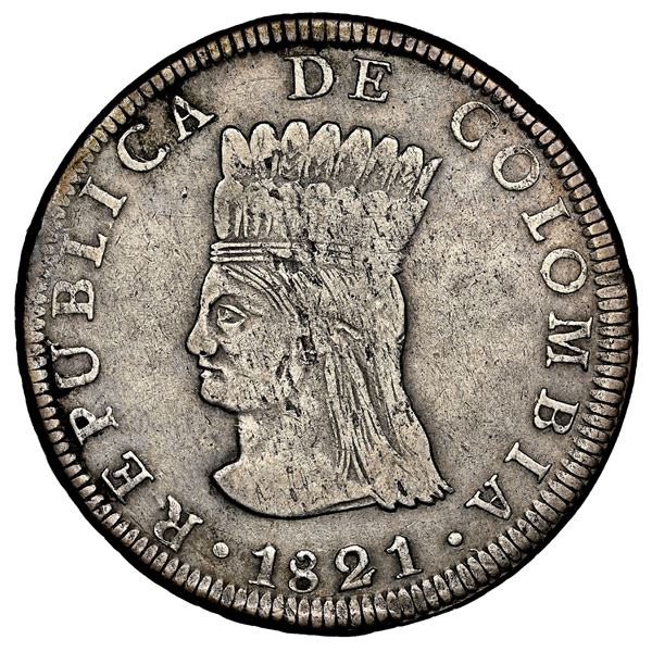 Bogota (Cundinamarca), Colombia, 8 reales, 1821 JF, no mintmark, NGC XF 40 ( top pop ).