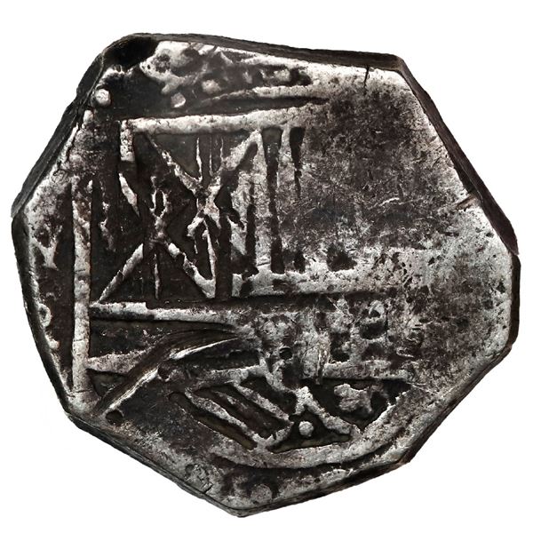 Bogota, Colombia, cob 4 reales, Philip IV, assayer not visible (P) below mintmark NR to left, upper