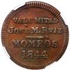 Image 2 : Mompos, Colombia, bronze 1 mitad token, 1844, Jose M. Ruiz, NGC VF 30 BN.