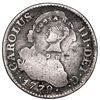 Image 1 : Costa Rica, 2 reales, female head / ceiba tree counterstamp (Type III, 1845) on a Madrid, Spain, bus