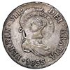 Image 1 : Costa Rica, 2 reales, female head / ceiba tree counterstamp (Type III, 1845) on a Seville, Spain, bu