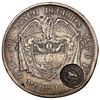 Image 2 : Costa Rica, 50 centavos, arms/lion double countermark (Type VII, 1889) on a Medellin, Colombia, 5 de