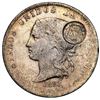 Image 1 : Costa Rica, 50 centavos, arms/lion double countermark (Type VII, 1889) on a Medellin, Colombia, 5 de