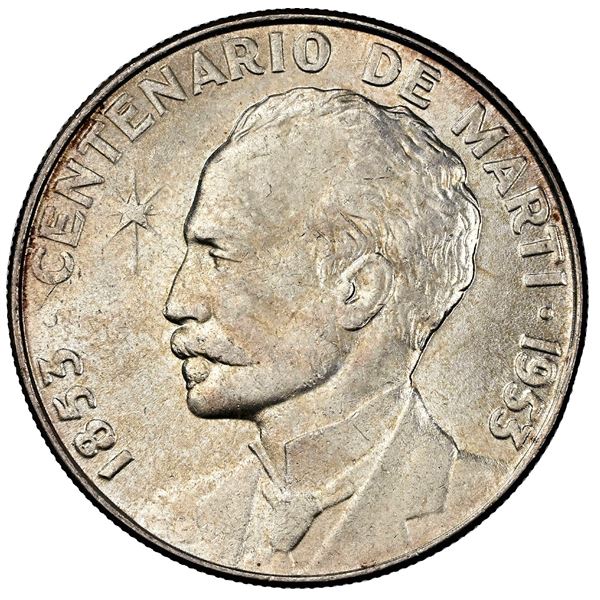Cuba (struck at the Philadelphia Mint), peso, 1953, Jose Marti centennial, NGC MS 63, ex-von Schuckm
