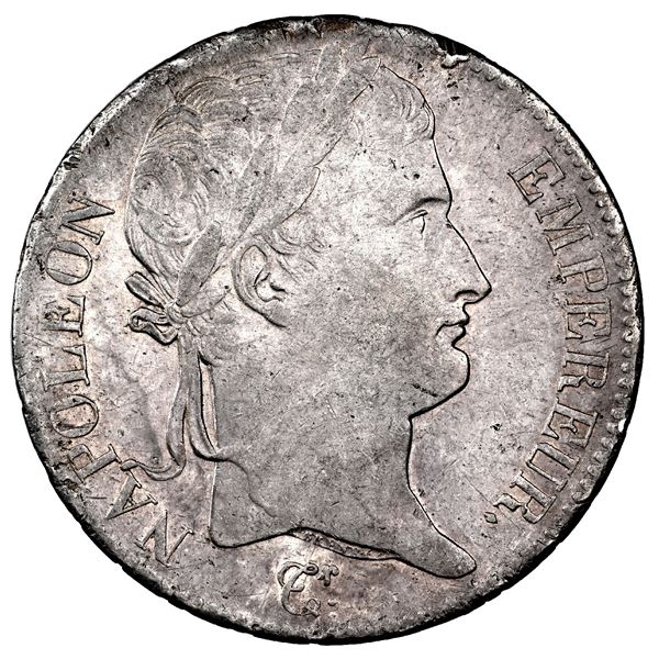 France (Paris Mint), 5 francs, Napoleon, 1815-A, "Hundred Days" issue, NGC AU details / rim damage,