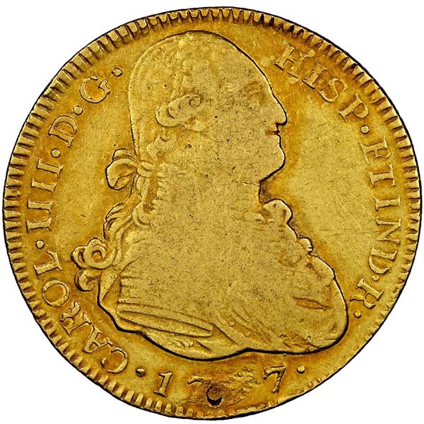 Guatemala, gold bust 4 escudos, Charles IV, 1797 M, very rare, ex-Rudman.