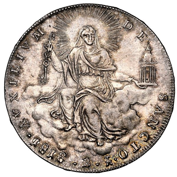 Papal States (Italian States), Bologna mint, 1 scudo, Pius VII, 1818-B (year XVIII), NGC MS 65+.