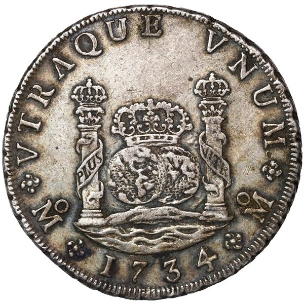 Mexico City, Mexico, pillar 8 reales, Philip V, 1734/3 MF.