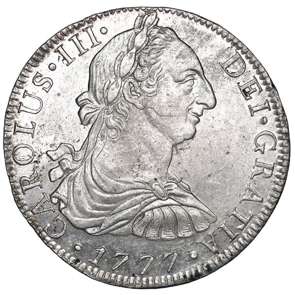 Mexico City, Mexico, bust 8 reales, Charles III, 1777 FM, NGC MS 62.