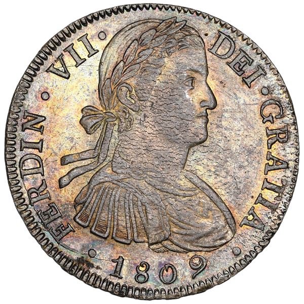 Mexico City, Mexico, bust 8 reales, Ferdinand VII transitional ("armored" bust), 1809 TH, NGC MS 63.