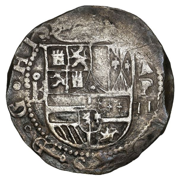 Panama, cob 2 reales, Philip II, assayer oB to left, mintmark AP above denomination II to right, no