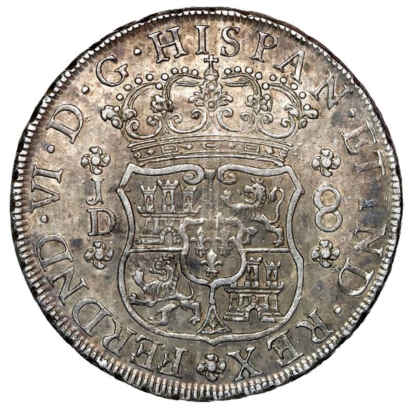 Lima, Peru, pillar 8 reales, Ferdinand VI, 1754 JD.