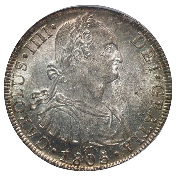 Lima, Peru, bust 8 reales, Charles IV, 1805 JP, PCGS MS62.
