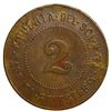 Image 2 : Ponce, Puerto Rico, brass 2 almudes (?) token, Puerta del Sol, late 1800s, very rare, ex-Roehrs.