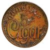 Image 2 : San Juan, Puerto Rico, brass 5 cent(avo)s cigar token, La Esmeralda, late 1800s to early 1900s, extr