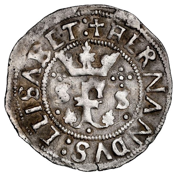 Seville, Spain, 1/2 real, Ferdinand-Isabel, mintmark S below cross-of-five-dots flanking crowned F o