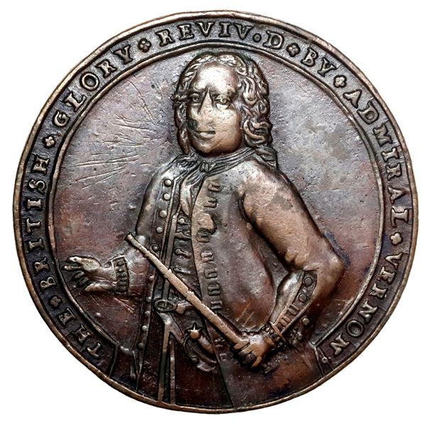 Great Britain, copper alloy Admiral Vernon medal, 1739, Vernon / Porto Bello, ex-Craige, ex-Adams.