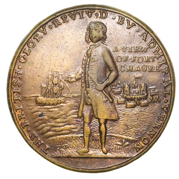 Great Britain, copper alloy Admiral Vernon medal, 1739, Vernon and Fort Chagre / Porto Bello, ex-Ada