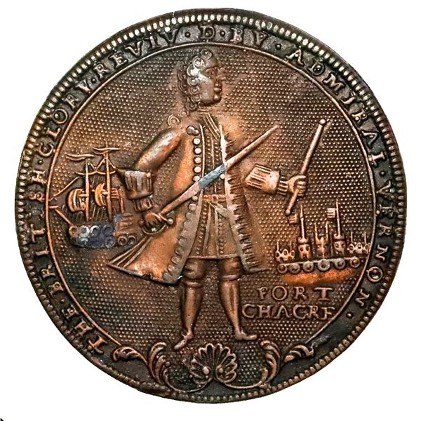 Great Britain, copper alloy Admiral Vernon medal, 1739, Vernon and Fort Chagre / Porto Bello, ex-Med