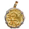 Image 1 : Seville, Spain, gold cob 8 escudos, Philip IV, assayer R, mounted cross-side out in 14K white gold b