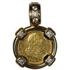 Image 1 : Madrid, Spain, gold bust 1/2 escudo, Charles III, 1786 DV, mounted in 18K gold bezel with diamonds (