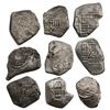 Image 1 : Lot of nine Mexico City, Mexico, cob 4 reales, Charles II, assayers not visible.