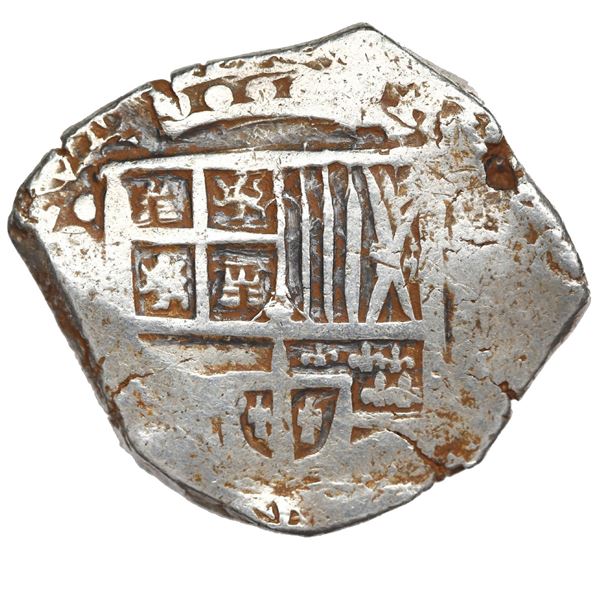 Potosi, Bolivia, cob 8 reales, Philip IV, assayer not visible (T, ca. 1629).