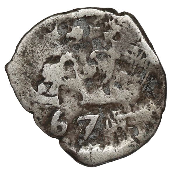 Potosi, Bolivia, cob 1/2 real, 1679/8, very rare.