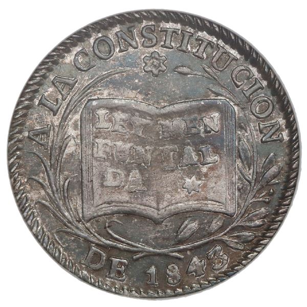 Potosi, Bolivia, 1 sol monetary medal, 1843, Constitution, NGC MS 62.