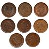 Image 1 : Lot of eight Montreal, Lower Canada, copper "bouquet-sou" tokens, Agriculture & Commerce, no date (1